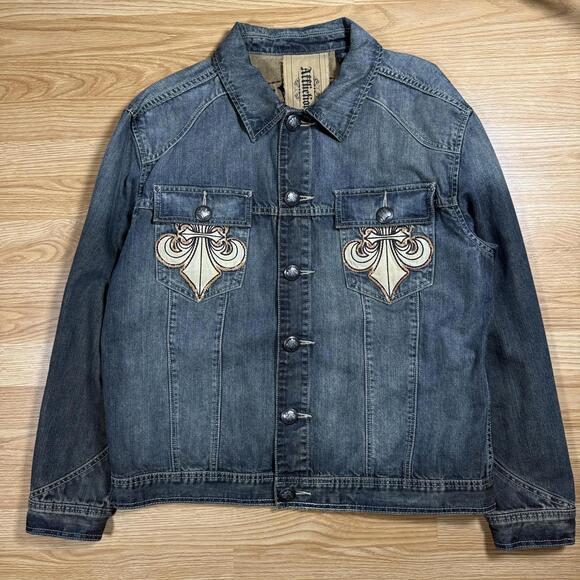 Affliction Denim Jacket Fleur Filigree Mens XL - Picture 2 of 6